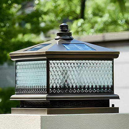 Waterproof Solar Vintage Copper Tower LED Outdoor Post Lights - Flyachilles