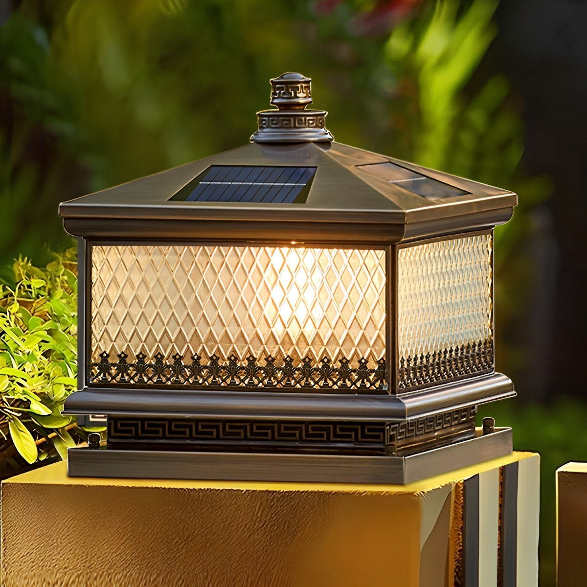 Waterproof Solar Vintage Copper Tower LED Outdoor Post Lights - Flyachilles