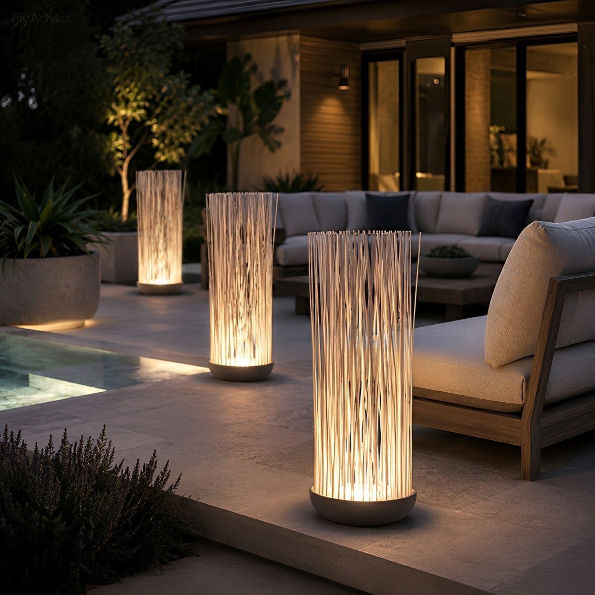Waterproof Stainless Steel Fiber Optics Fishtail Linear LED Floor Lamp Landscape Light - Flyachilles
