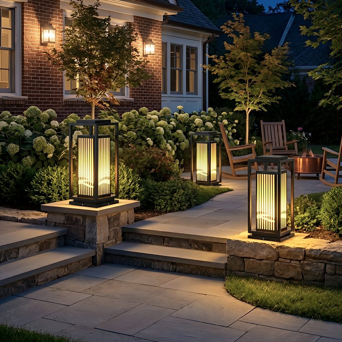 Waterproof Striped LED Black Modern Post Cap Light - Flyachilles