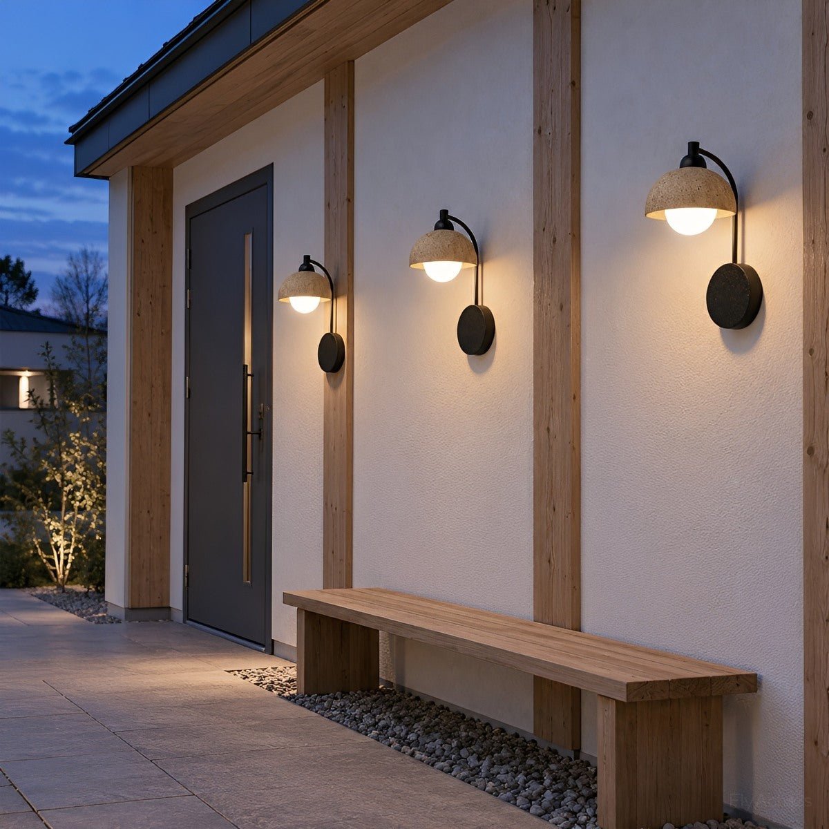 Waterproof Vintage Coastal Travertine Dome LED Outdoor Wall Light - Flyachilles