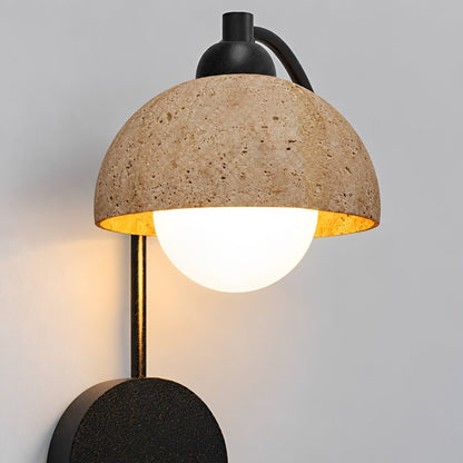 Waterproof Vintage Coastal Travertine Dome LED Outdoor Wall Light - Flyachilles