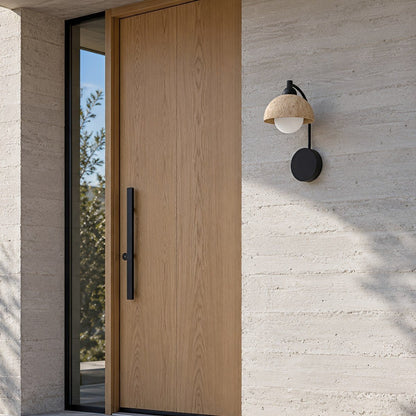 Waterproof Vintage Coastal Travertine Dome LED Outdoor Wall Light - Flyachilles