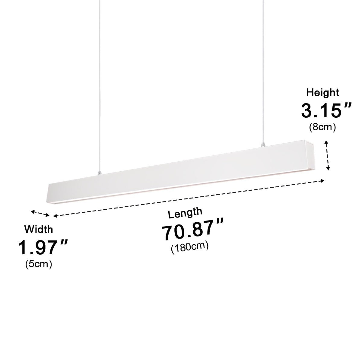 White Modern Minimalist Linear LED Long Strip Office Ceiling Pendant Lights - Flyachilles