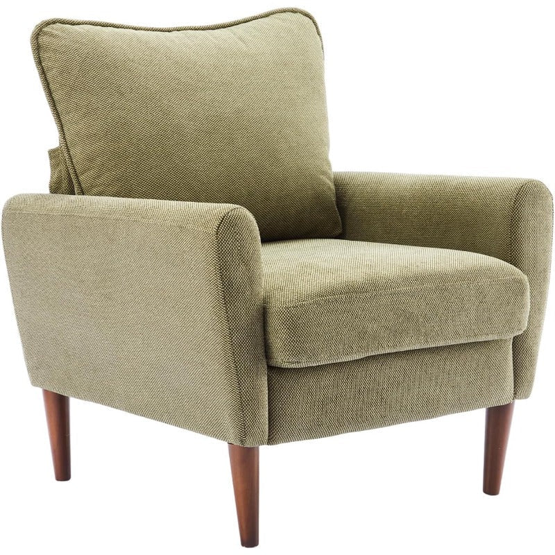 Wide Reading Chair – Cushioned Seat, Wood Legs, Modern - Flyachilles