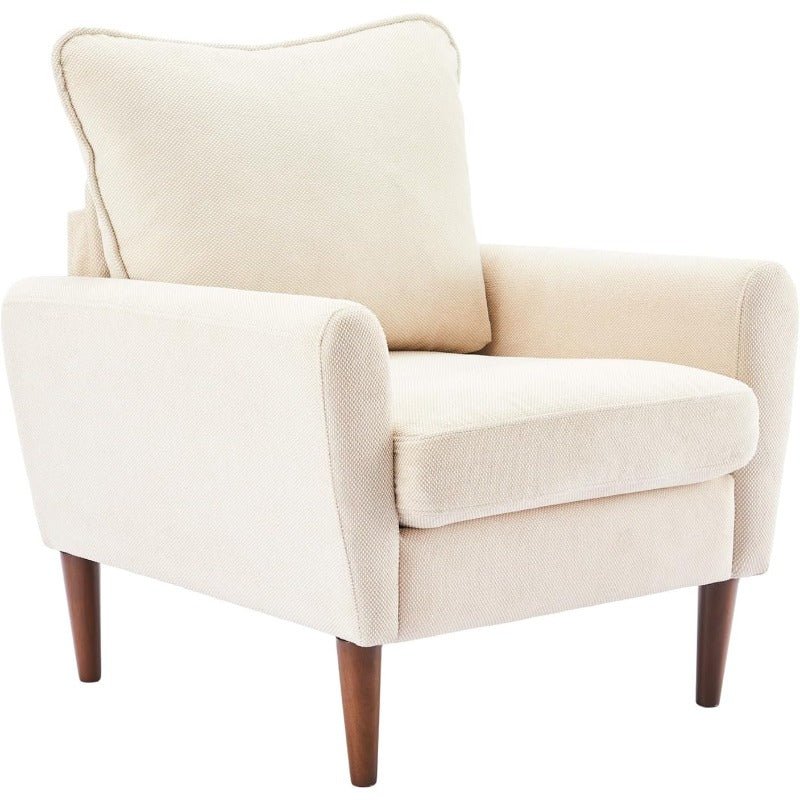 Wide Reading Chair – Cushioned Seat, Wood Legs, Modern - Flyachilles